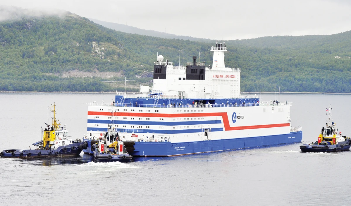 The Akademik Lomonosov, pictured leaaving the Arctic Port of Murmansk , is the world’s first floating nuclear power station. (AFP)