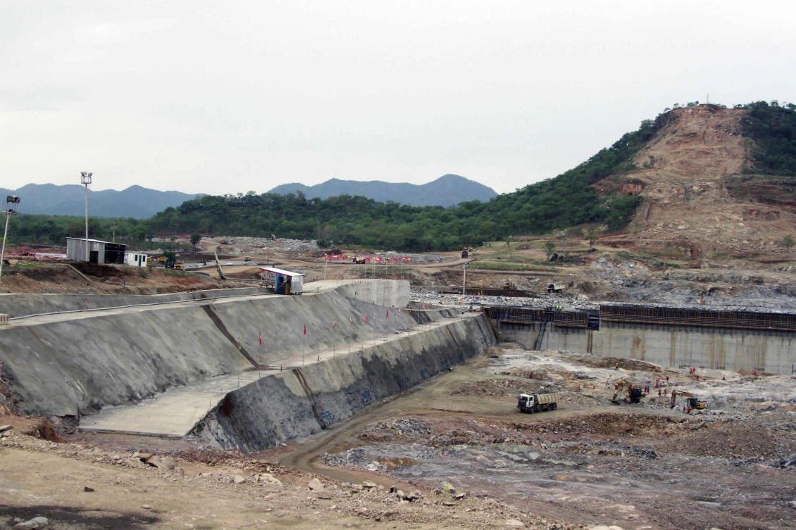 In this June 28, 2013 file photo, construction work takes place, at the site of the Grand Ethiopian Renaissance Dam near Assosa, Ethiopia. (AP)