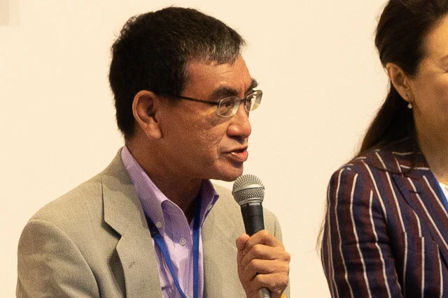 Taro Kono denounced the recent attacks on Aramco sites in Saudi Arabia. (AN Images/Kevin Hammontree)