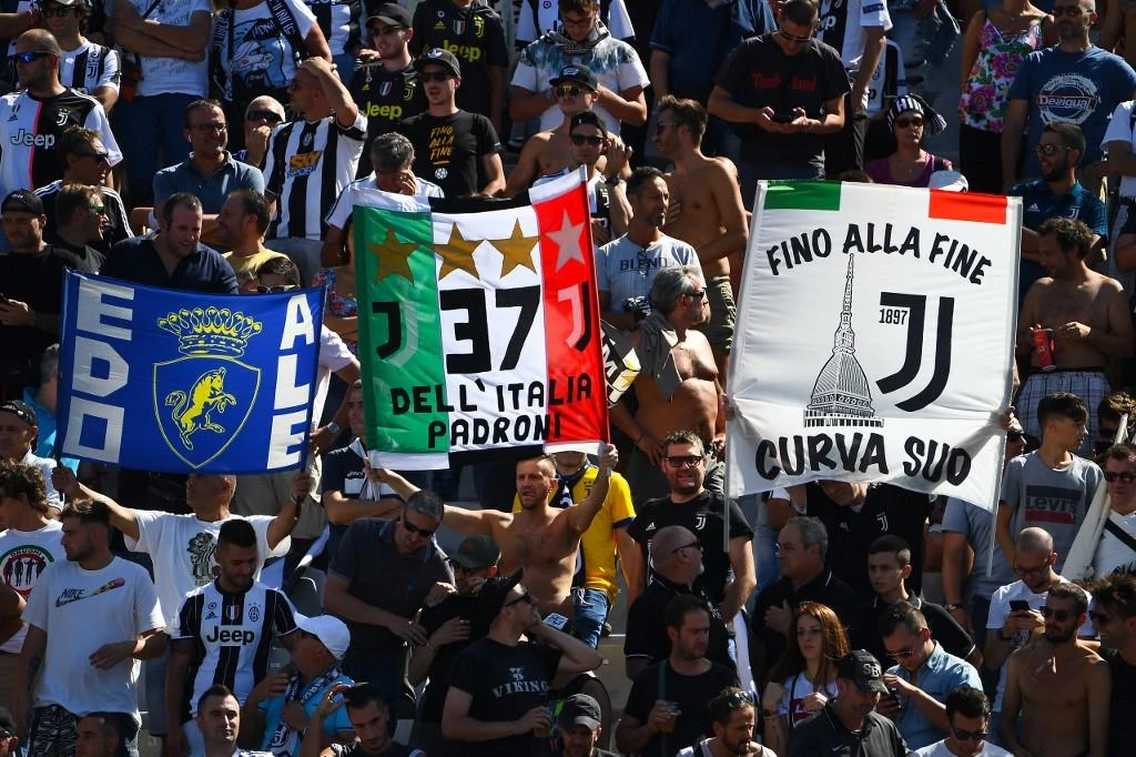 Juventus fans cheer prior to the Italian Serie A football match Fiorentina vs Juventus on Saturday, September 14, 2019 at the Artemio-Franchi stadium in Florence. (AFP)