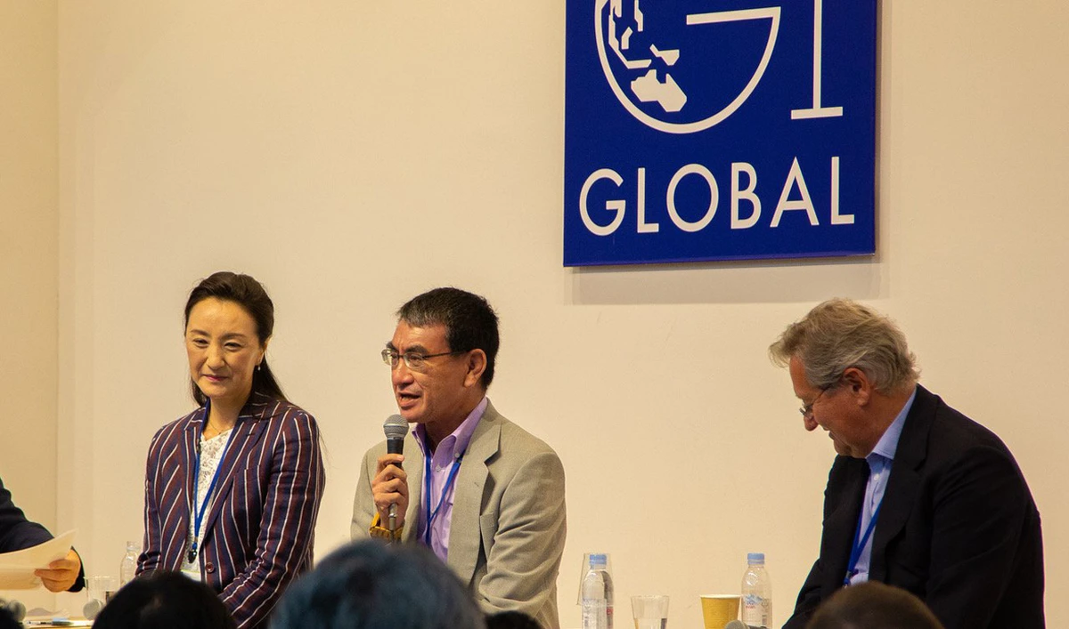 Taro Kono denounced the recent attacks on Aramco sites in Saudi Arabia. (AN Images/Kevin Hammontree)