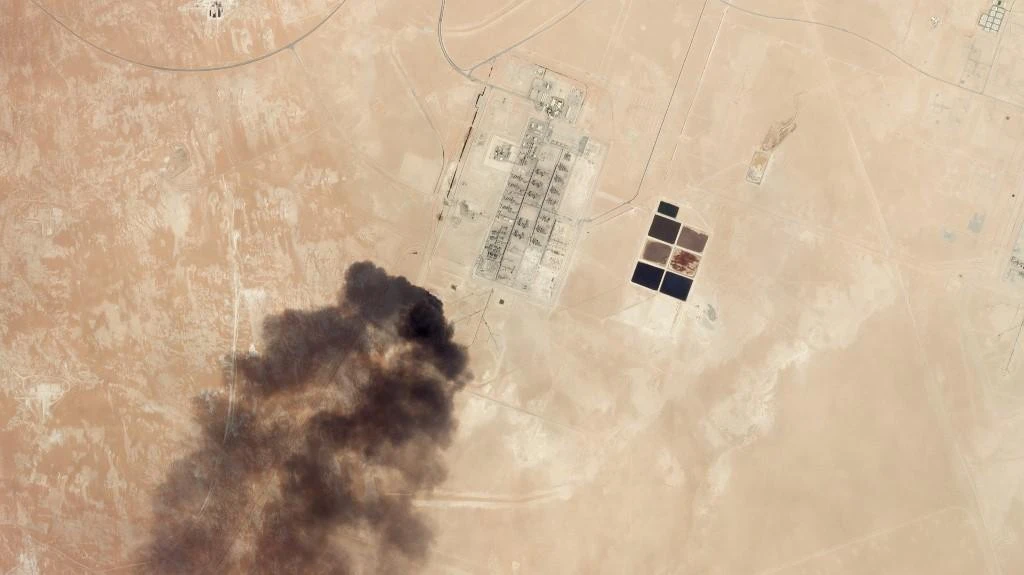 A satellite image shows damage to Saudi Aramco’s Haradh gas facility on September 14, 2019. (Planet Labs Inc./AFP)
