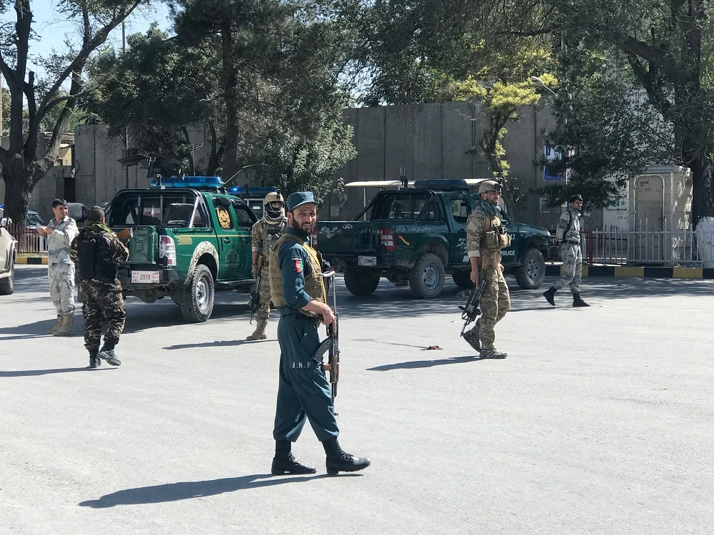 Afghan security forces keep watch at the site of a blast in Kabul on Tuesday, September 17, 2019. (Reuters)