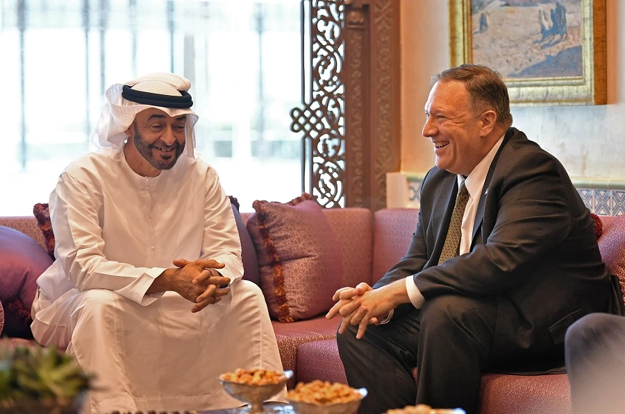 Mike Pompeo arrived in Abu Dhabi on Thursday where he met with Abu Dhabi Crown Prince Mohamed bin Zayed al-Nahyan. (AFP)