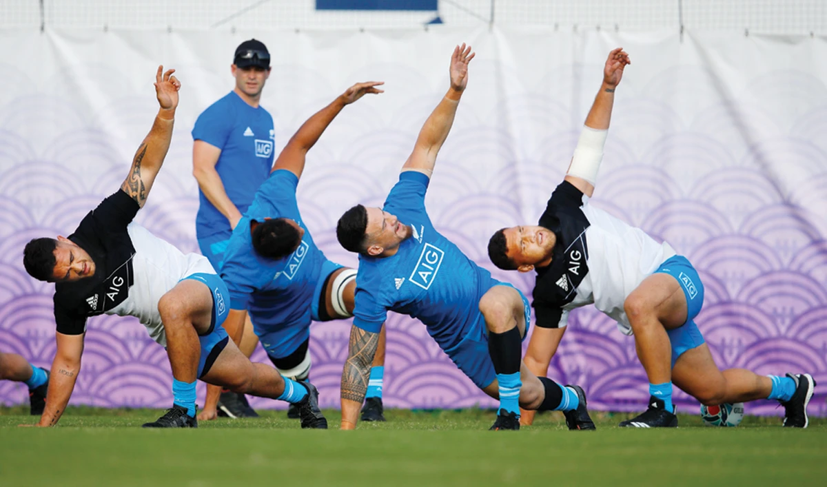 New Zealand’s players take part in a training session on Thursday. (AFP)