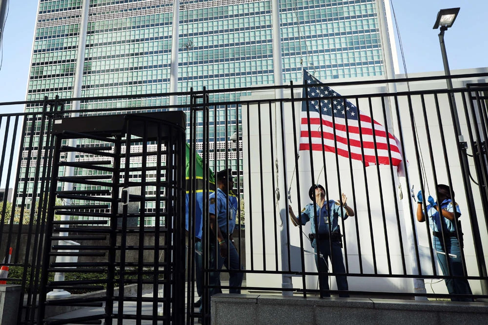 The UN headquarters in Manhattan, New York City, was among the landmarks reportedly scouted by Alexei Saab of Morristown on behalf of Lebanon's Iran-backed Hezbollah terrorist organization. (Spencer Platt/Getty Images/AFP)