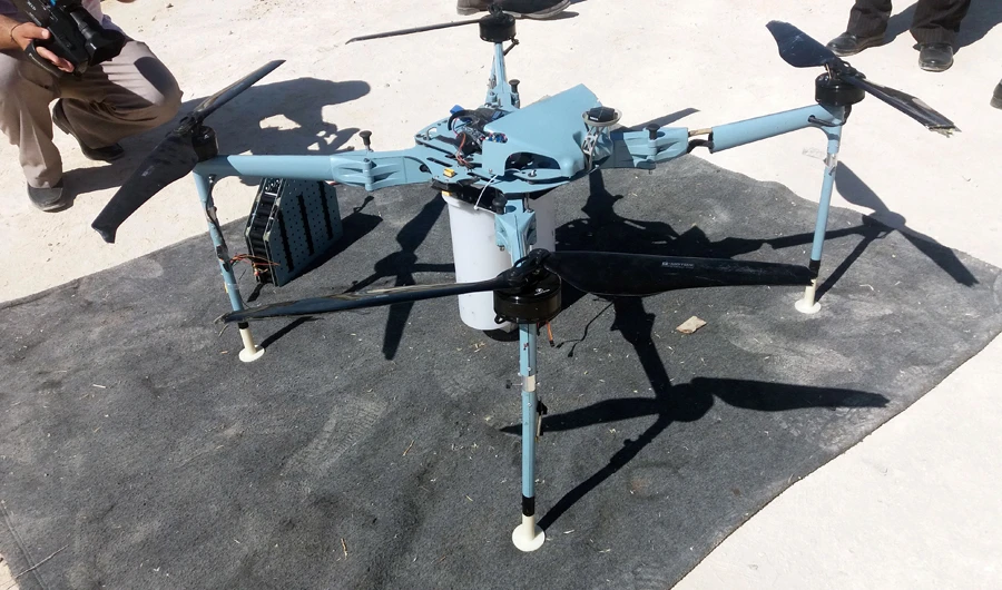 One of two drones that came down over a media center of the Lebanese Hezbollah in the south of the capital Beirut. (AFP)