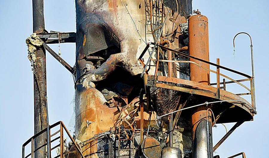 Damage at Saudi Arabia’s Abqaiq oil processing plant. (AFP)