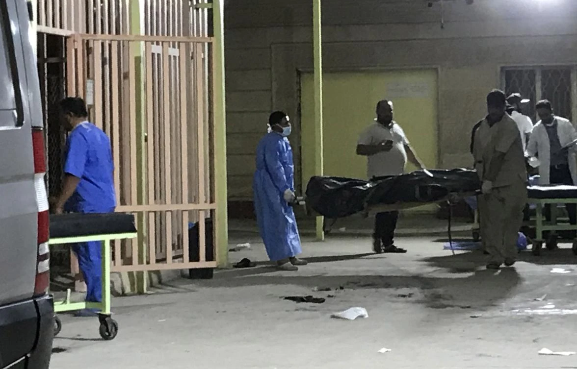 Medics transport one of the victims of a bomb plast to a hospital in the Shiite holy Iraqi city of Karbala, 100kms south of the capital Baghdad on September 20, 2019. (AFP)