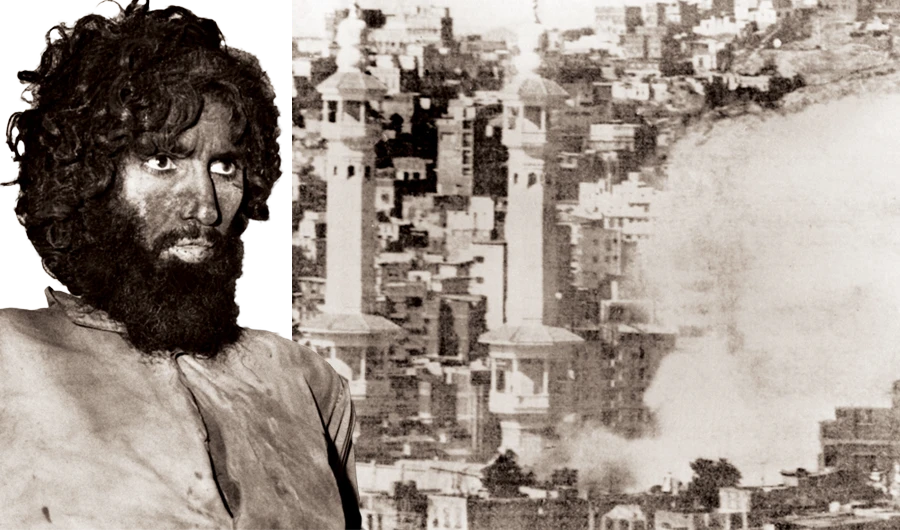 On Nov. 20, 1979, Juhayman Al-Otaibi, a former member of the National Guard, led an attack on Makkah’s Grand Mosque, in a siege that lasted two weeks. Right, smoke billows from the mosque. (AFP)
