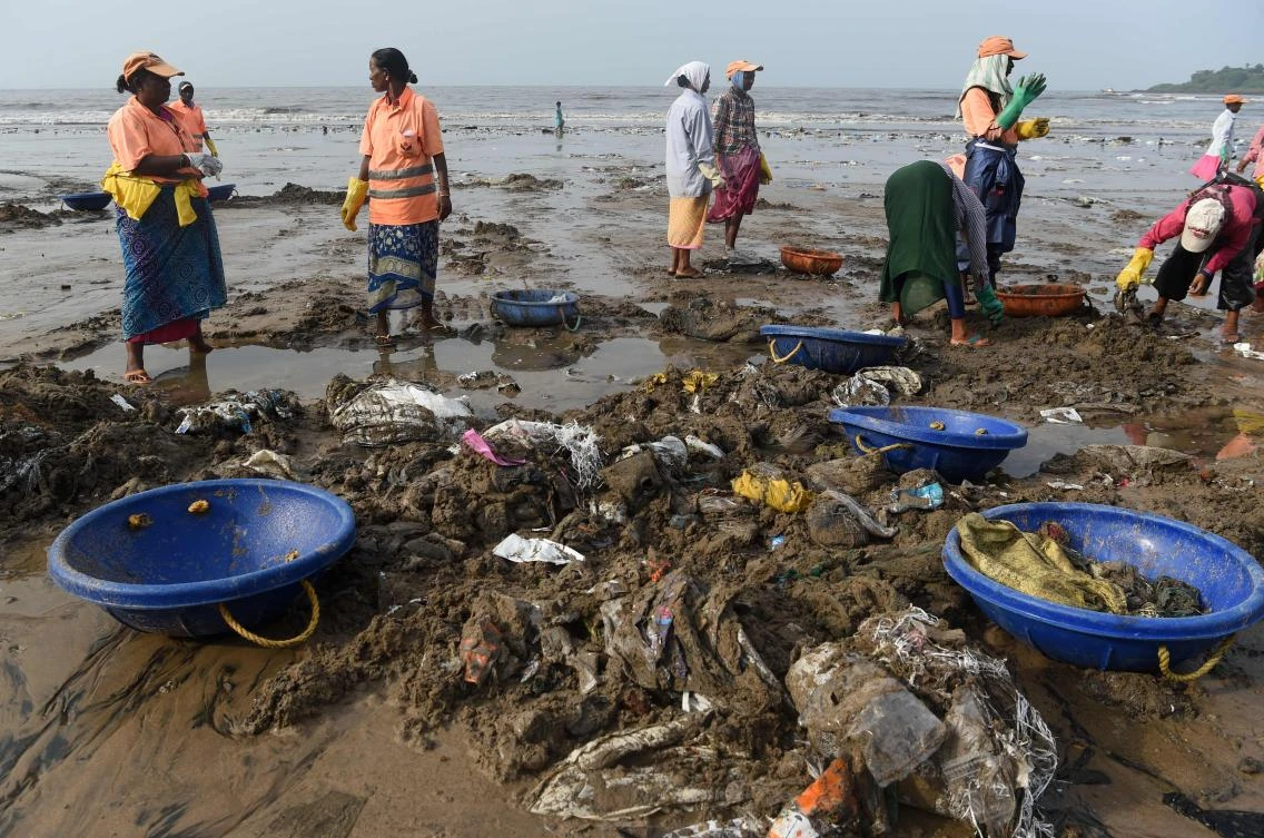 Facing severe flooding as sea levels rise, authorities in India’s financial capital Mumbai are building bunds and restoring coastal mangrove trees to protect the vulnerable mega-city. (AFP)
