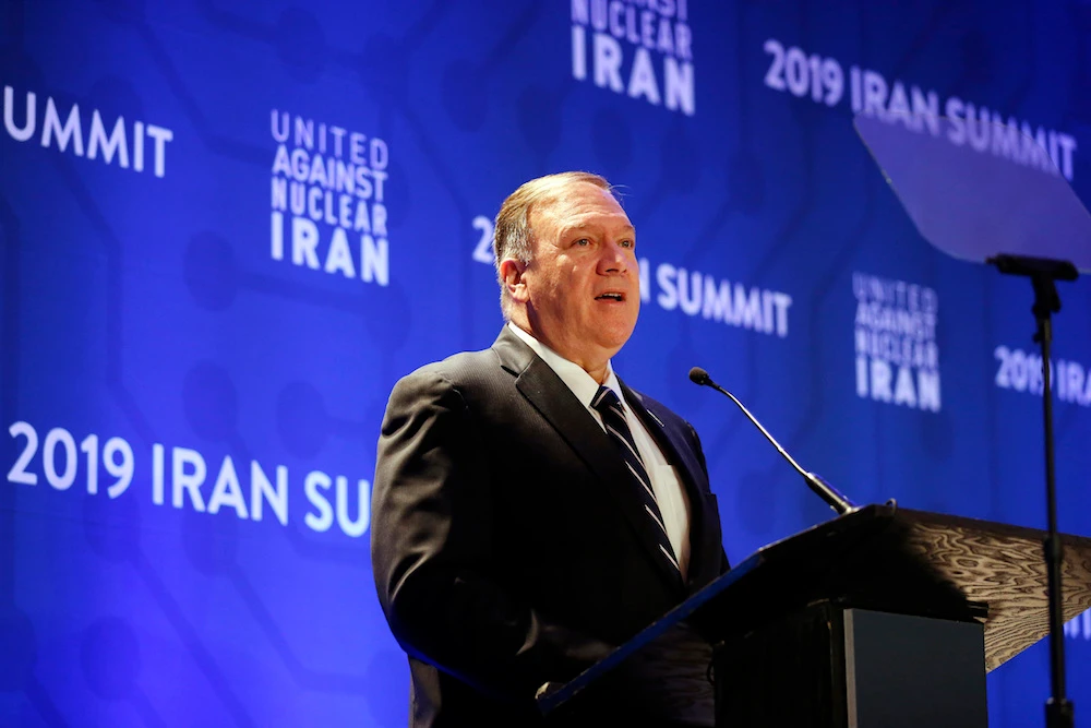 US Secretary of State Mike Pompeo delivers remarks during the United Against Nuclear Iran summit, Sept. 25, 2019, in New York. (AP)