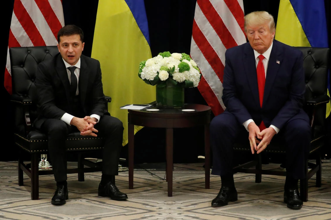U.S. President Donald Trump listens during a bilateral meeting with Ukraine's President Volodymyr Zelenskiy on the sidelines of the 74th session of the United Nations General Assembly (UNGA) in New York City, New York, U.S., September 25, 2019. REUTERS/Jonathan Ernst
