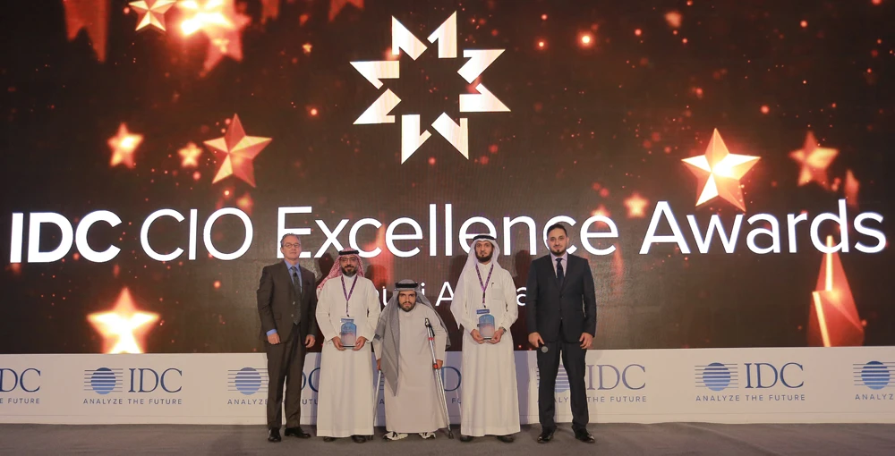 From left: Steven Frantzen, IDC's senior vice president for Europe and MENA; Alaa I Asali – Arab National Bank; Majed Al Tahan, Co-founder & CEO of Danube Online, BinDawood Group; Dr. Saleh AlMugrin – Ministry of Defense, and Hamza Naqshbandi, IDC's country manager for Saudi Arabia and Bahrain. (Supplied)