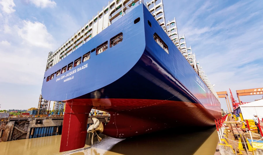 The world’s first LNG-powered 23,000-TEU container ship in Shanghai; the industrial sector in Asia is the biggest driver of LNG growth. (AFP)
