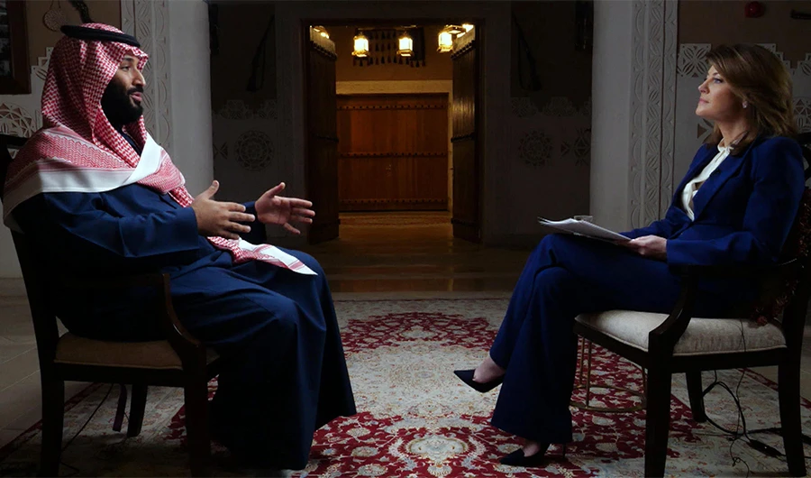 Saudi Arabia's Crown Prince Mohammed bin Salman in an interview with contributor Norah O'Donnell – (Photo Courtesy - CBS NEWS)