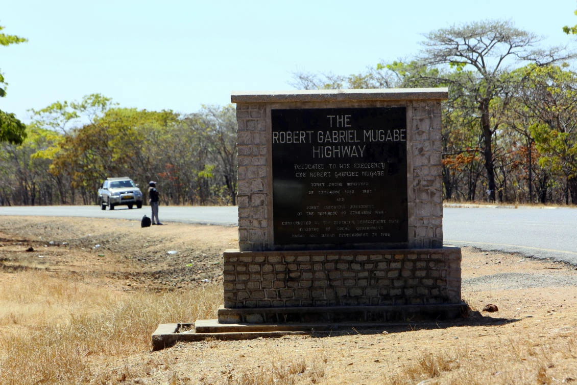 A vehicle is seen along the Robert Mugabe Highway near Zvimba about 100 kilometres north west of the capital Harare, Friday, Sept, 27, 2019. (AP)