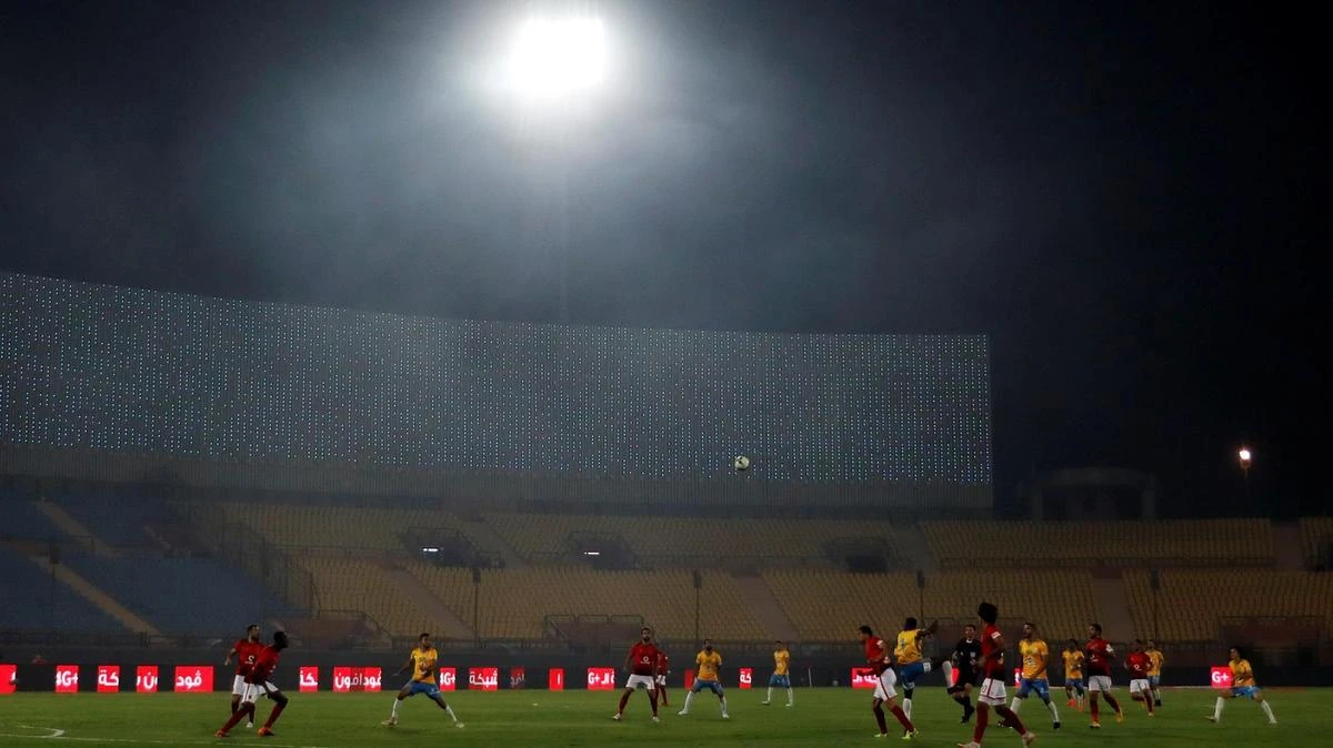 A general view of Al Salam Stadium as a cloud of a black smoke rises during opening Egyptian Premier League match between Al Ahly and El Ismaily. (Reuters)