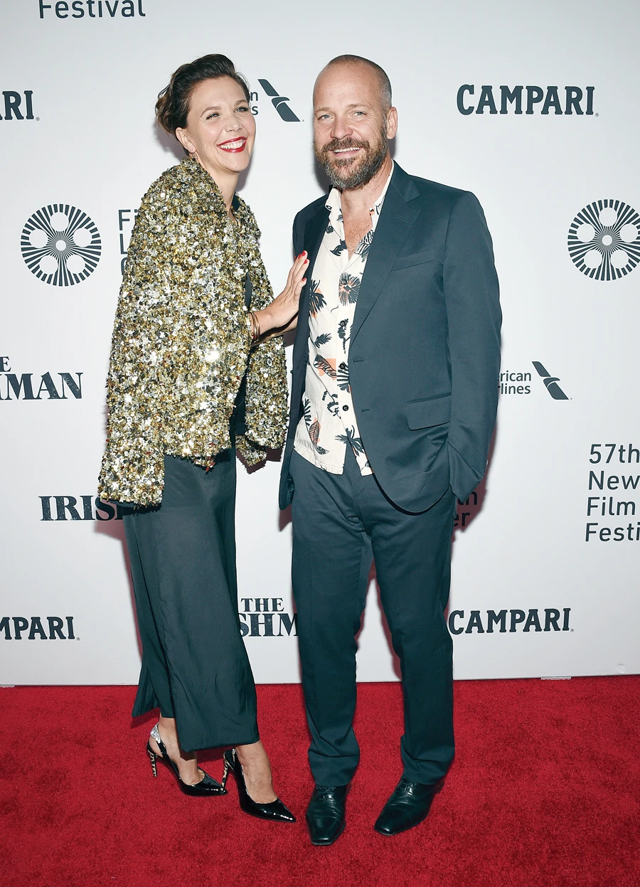 Maggie Gyllenhaal and Peter Sarsgaard during the world premiere of ‘The Irishman’ in New York. (AP)