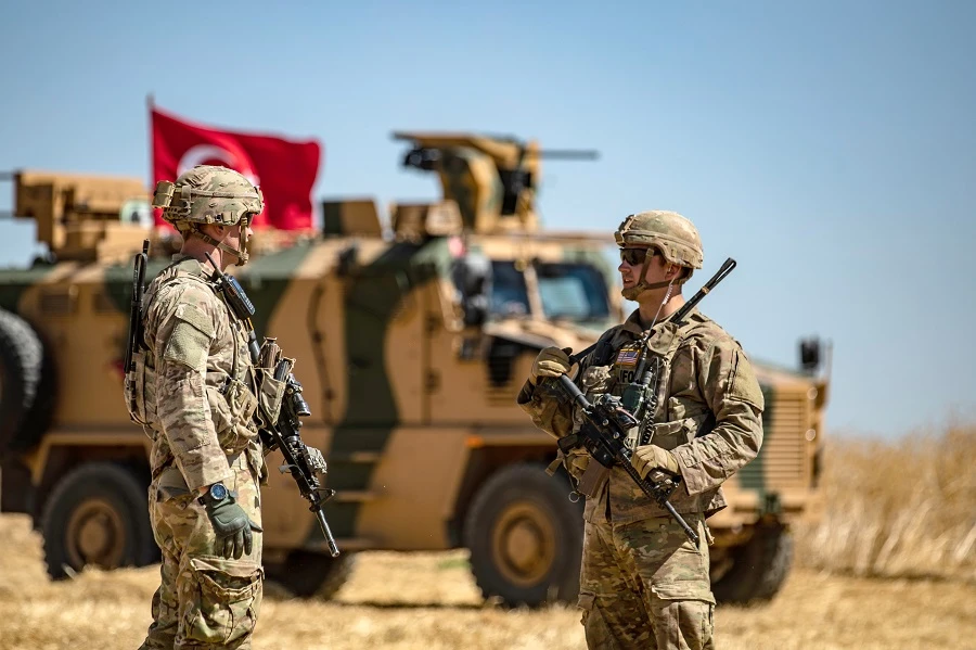 American soldiers during a joint US-Turkey patrol, near Tel Abyad, Syria. (File/AFP)