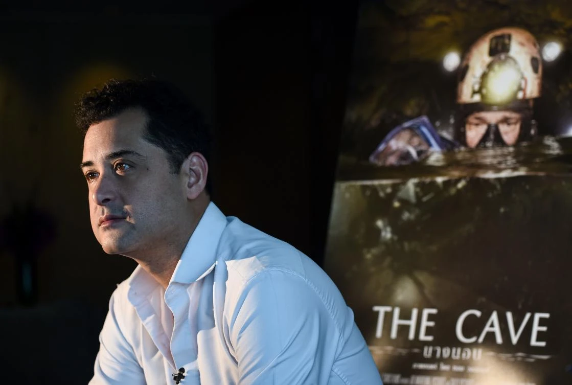 This photo taken on October 1, 2019 shows "The Cave" film director Tom Waller speaking during an interview in Bangkok. (File/AFP)