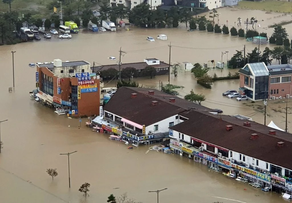 More than 100 homes were flooded in South Korea. (AFP)