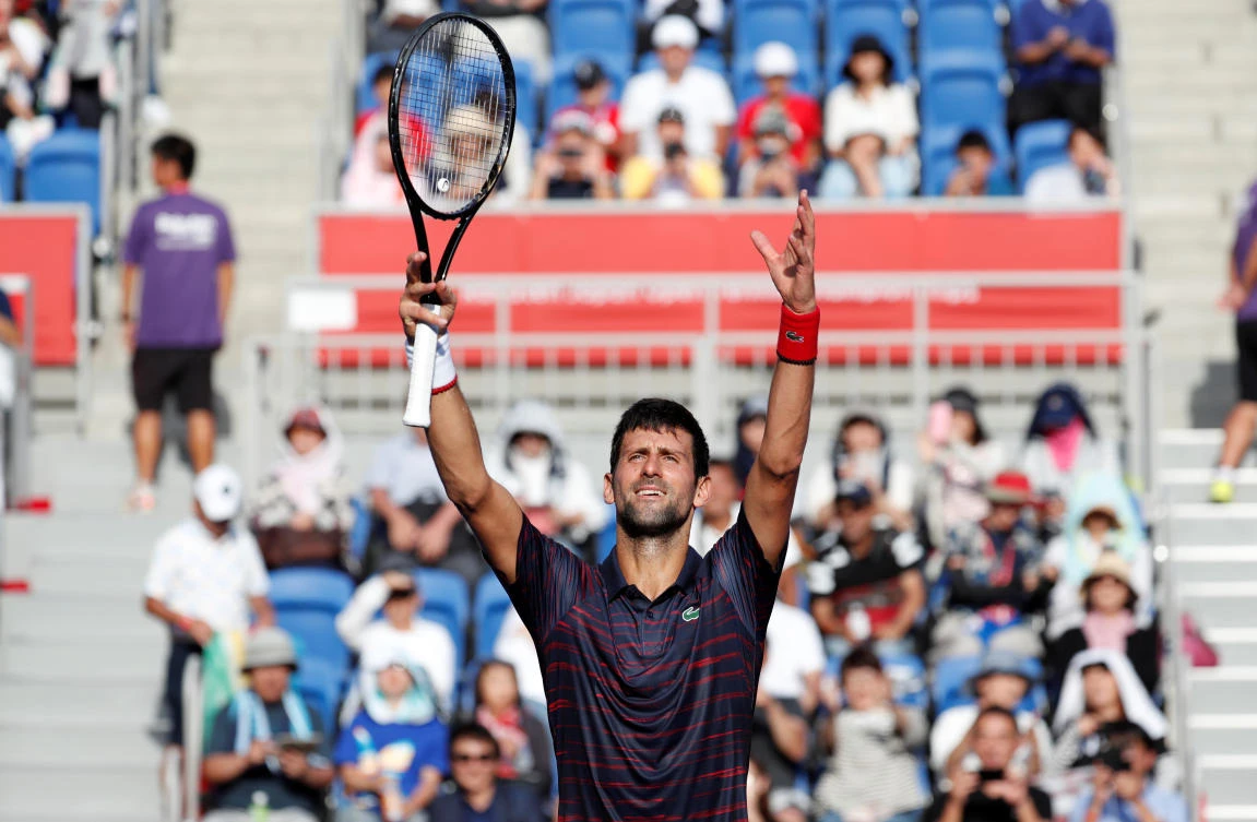 Novak Djokovic won 82 percent of first serve points and five of six break points in his match against Lucas Pouille at the Japan Open on Friday. (Reuters)