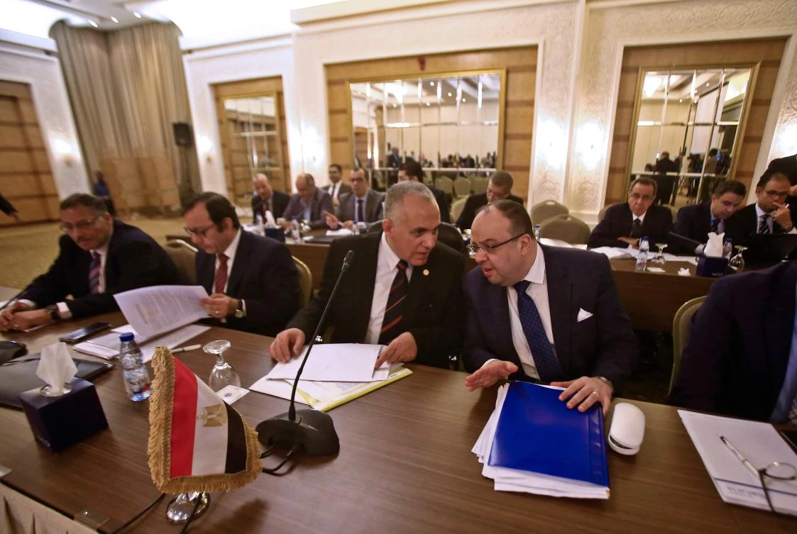 Egyptian Water Resources Minister Mohamed Abdel Aati (2nd R) participates with a delegation in the "Renaissance Dam" trilateral negotiations in Khartoum on October 4, 2019. (AFP)