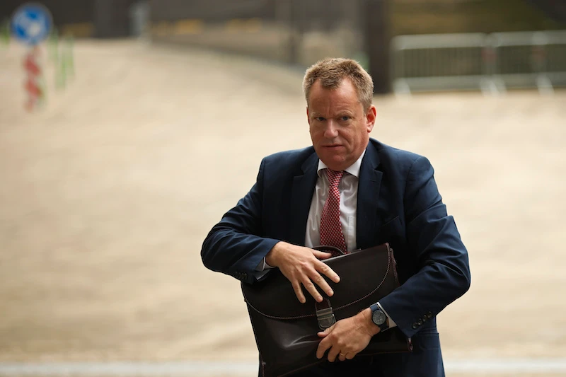 United Kingdom's Brexit advisor David Frost arrives at EU headquarters for a technical meeting on Brexit, in Brussels. (AP)