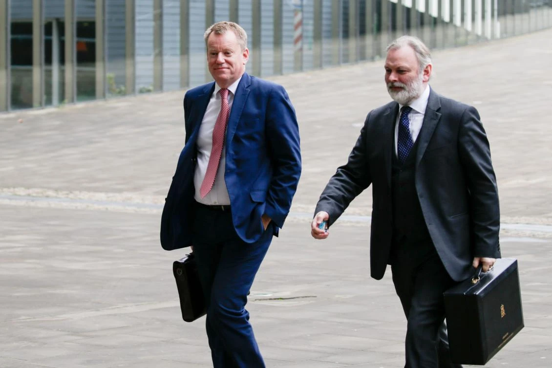 British Brexit negotiator David Frost arrives for a meeting with British ambassador to the EU Tim Barrow on October 8, 2019 in Brussels. (AFP)