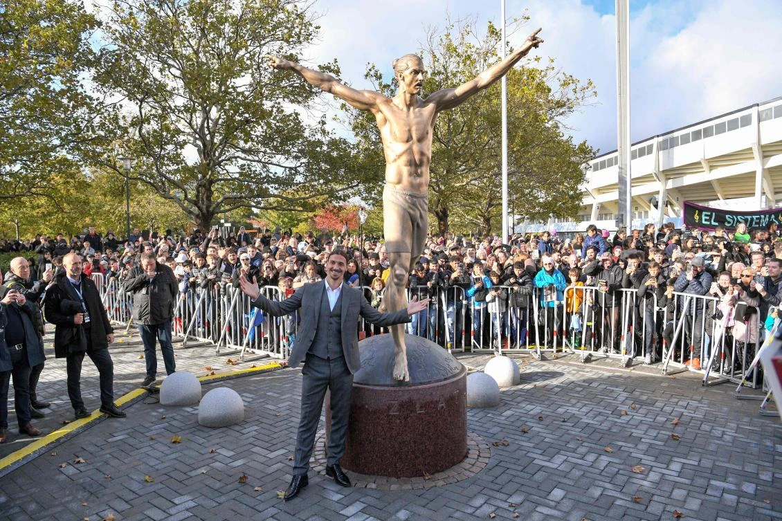 Ibrahimovic unveils larger than life statue in hometown