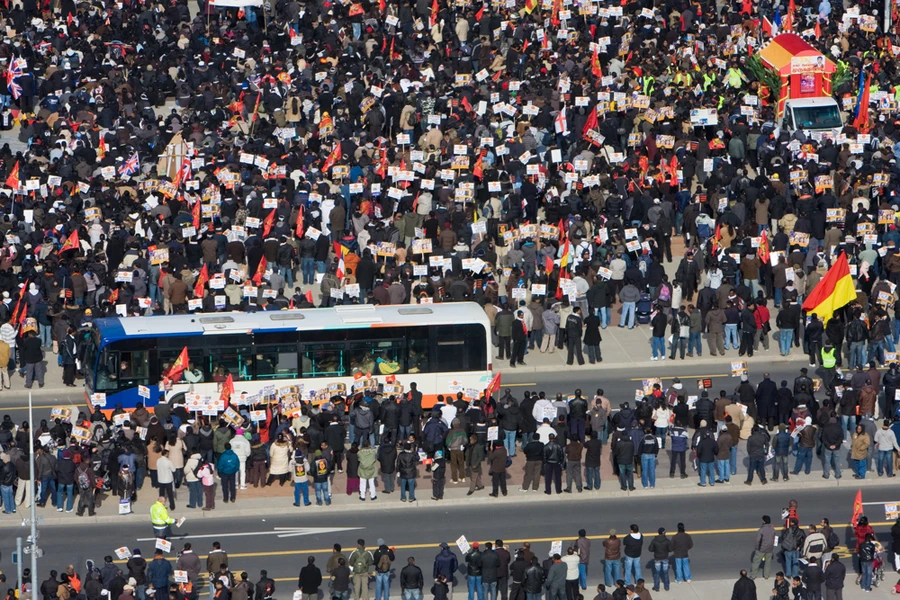 In this February 20, 2009 photo, Tamils from across Europe protest in Geneva against Sri Lanka's military offensive against Tamil rebels, called the LTTE. Although the LTTE is no defunct, it still has supporters overseas. (Shutterstock image)