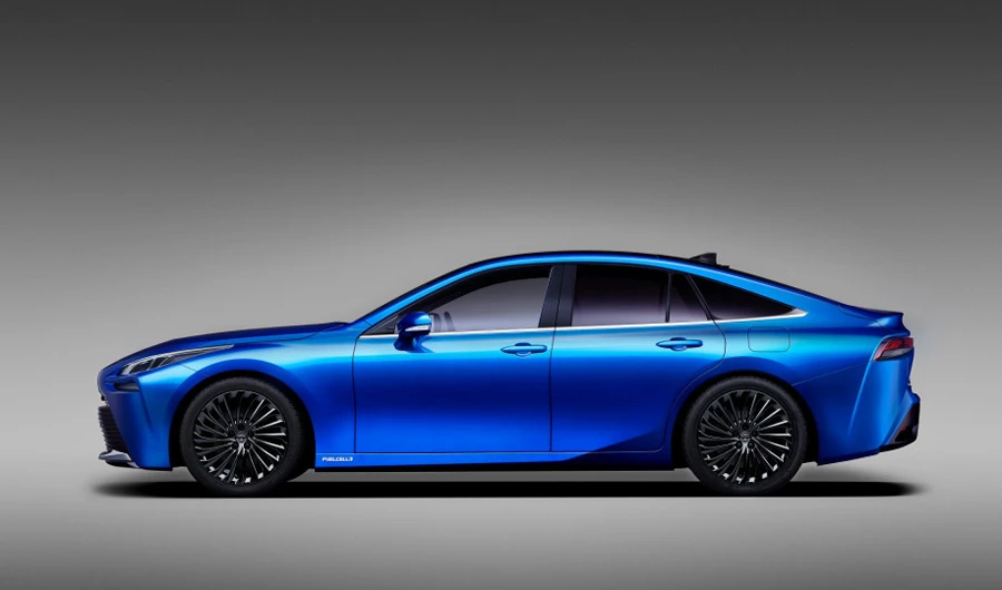 The new Toyota Mirai model boasts longer driving range than its predecessor and completely redesigned fuel cell stack and hydrogen tanks. (Toyota handout photo)