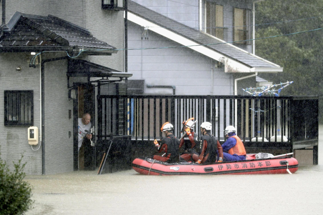 Typhoon Hagibis is due to make landfall on Japan’s main island of Honshu on Saturday as the most powerful storm to hit the capital in six decades. (Kyodo News via AP)