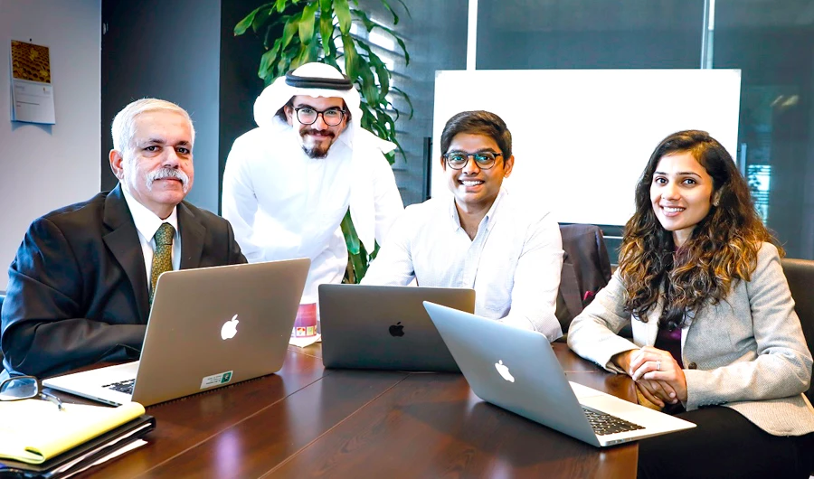 From left, Dr. Ravi Samtaney, UnitX co-founder; Mohammed Ghawanni, UnitX product engineer; Kiran Narayanan, UnitX co-founder; and Ankita Shree, UnitX co-founder.