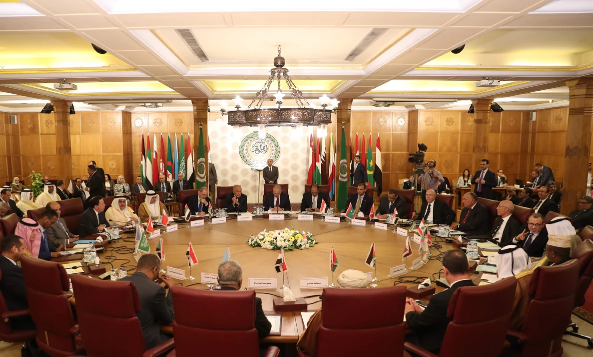 Representatives of the League of Arab states attend an emergency meeting at the Arab League headquarters in Cairo, Egypt, on October 12, 2019, to discuss Turkey's offensive on Syria. (AFP / Mohamed el-Shahed)