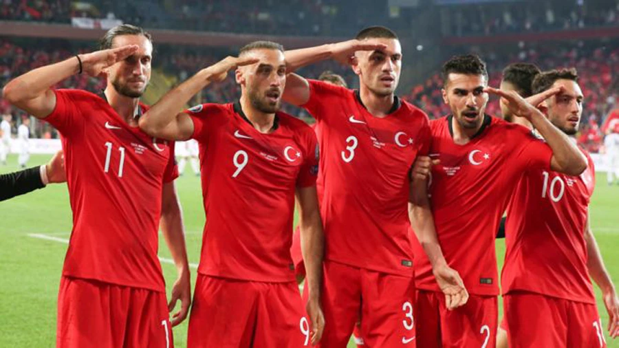 Cenk Tosun, second from left, scored the winning goal in Istanbul. (Getty Images)