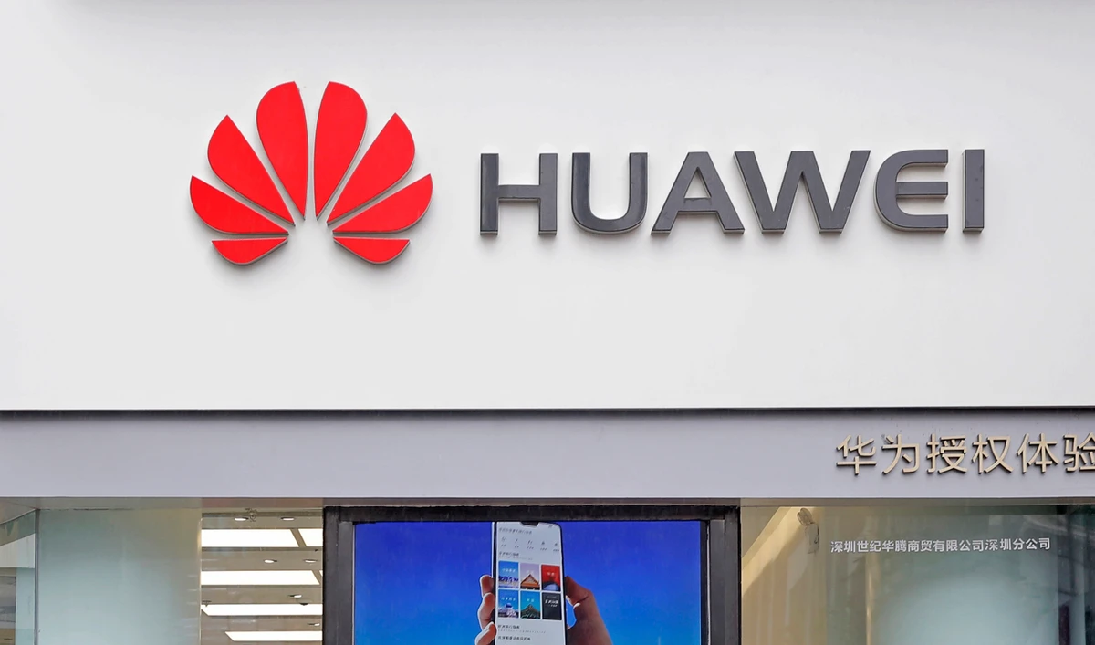 Huawei logo is displayed at a shop in Shenzhen. (AP)