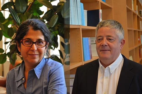 French academics Fariba Adelkhah (left) and Roland Marchal are shown inn this photo posted on Twitter by their colleagues in CERI Sciences Po. (Twitter photo)