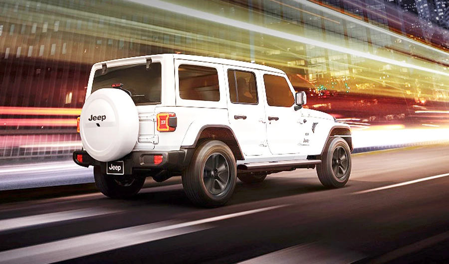 The Jeep Wrangler Night Eagle sports a specific blacked-out look that enhances its exclusivity with a more distinctive personality.