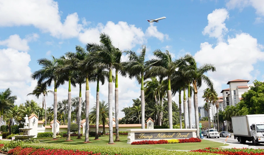 This file photo taken on April 03, 2018 shows a view of the entrance of Trump National Doral in Miami, Florida. (AFP)