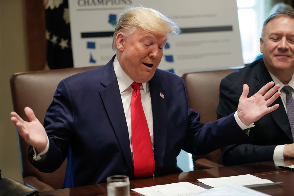 President Donald Trump speaks during a Cabinet meeting in the White House, Monday, Oct. 21, 2019, in Washington. (AP Photo)