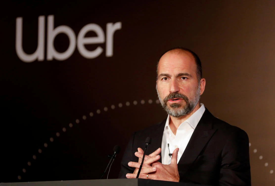 Uber CEO Dara Khosrowshahi speaks to the media at an event in New Delhi, India, October 22, 2019. (Reuters)