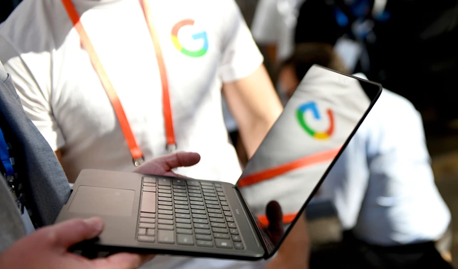 The new Google Pixelnook Go laptop is on display during a Google product launch event called Made by Google 19 on October 15, 2019 in New York City. (AFP)