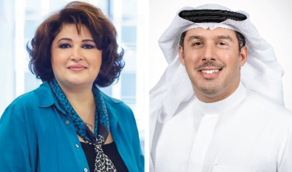 Rana Salhab, regional talent and communications partner, Deloitte Middle East, left, and Khalid Al-Rumaihi, CEO of Mumtalakat.