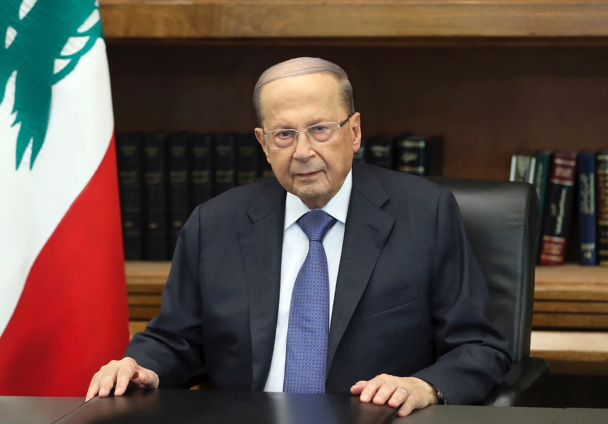Lebanese president Michel Aoun addressees a speech, in the presidential palace, in Baabda, east of Beirut, Lebanon, Thursday, Oct. 24, 2019. (AP)
