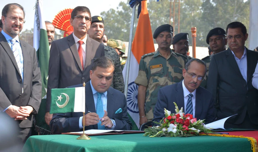 Pakistan and India signed the historic Kartarpur corridor agreement on October 24, 2019 at Zero Point. (Photo Courtesy: Foreign Office of Pakistan)