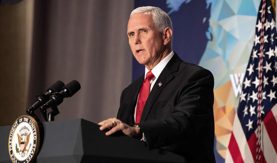 US Vice President Mike Pence speaks on the future of the US relationship with China at the Wilson Center's inaugural Frederic V. Malek Public Service Leadership lecture, in Washington on October 24, 2019. (AFP / NICHOLAS KAMM)