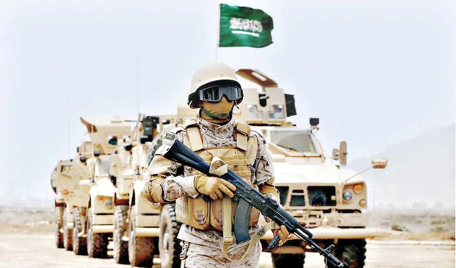 Arab coalition soldier patrolling the Saudi border in Yemen. (AFP/File photo)