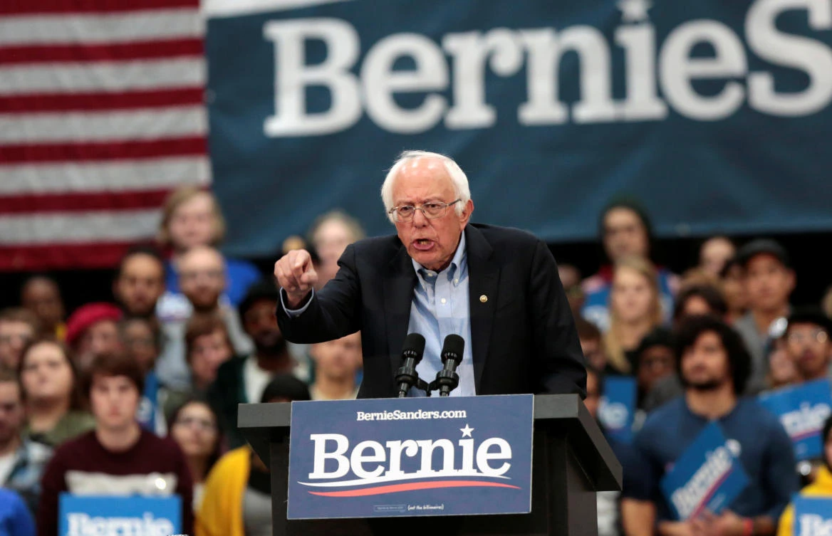 Democratic 2020 US presidential candidate Senator Bernie Sanders holds a campaign rally in Detroit, Michigan. (Reuters)